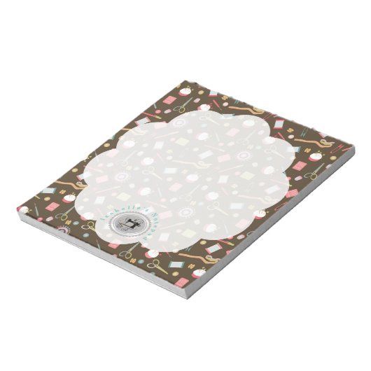 Liebe Nähzubehör Grau Notizblock (Rotiert)