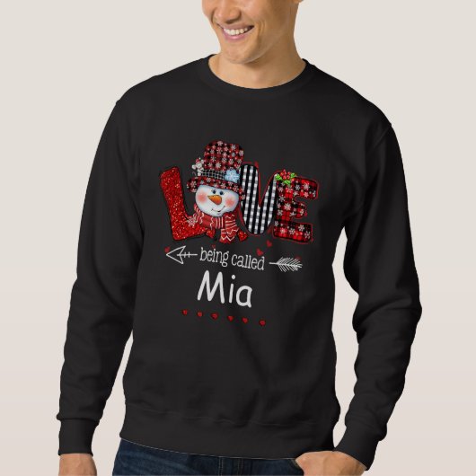 Liebe namens Mia Snowman Weihnachten Kariert Rot Sweatshirt (Vorderseite)