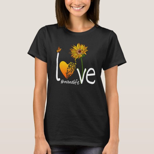 Liebe Nana Life Oma Butterfly Sonnenblume Grafik T-Shirt (Vorderseite)