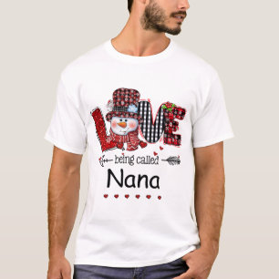 Liebe Nana Snowman Weihnachten Kariert Rot T-Shirt