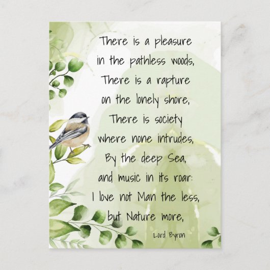 Liebe Natur Inspiration Zitat Lord Byron Postkarte (Vorderseite)
