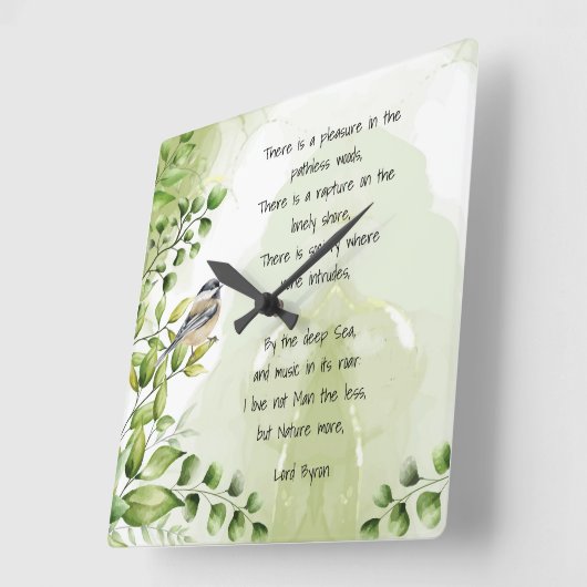 Liebe Natur Inspiration Zitat Lord Byron Quadratische Wanduhr (Winkel)