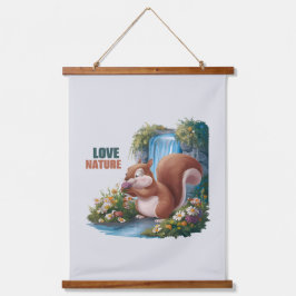 Liebe Natur Lustiges Eichhörnchen Wandteppich Mit Holzrahmen