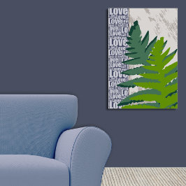 Liebe Natur Stilvolle Blue & Green Fern Blätter Poster