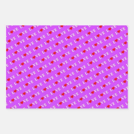 LIEBE Navy Blue Green Lila Geschenkpapier Set (Vorderseite 2)