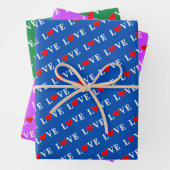 LIEBE Navy Blue Green Lila Geschenkpapier Set (Beispiel)