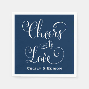 Liebe Navy Blue Wedding Monogram Serviette