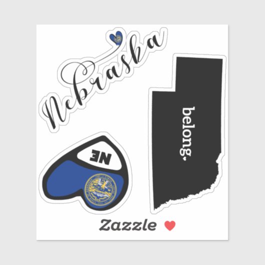Liebe Nebraska, 3 Designs, Die Aufkleber schneiden (Blatt)