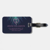 Liebe Neon Pink, Frau Tropical & Monogram Gepäckanhänger (Rückseite horizontal)