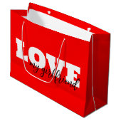 Liebe Neon Red Valentine Große Geschenktüte (Vorderseite Schrägansicht)