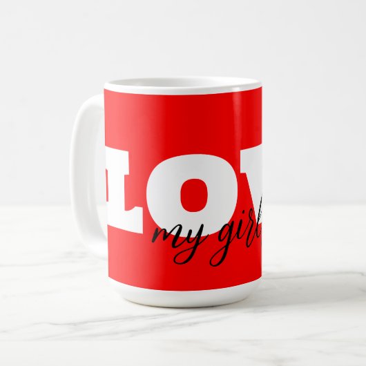 Liebe Neon Red Valentine Kaffeetasse (Vorderseite Links)