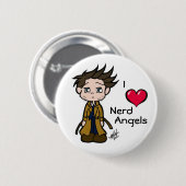 Liebe-Nerd-Engels-Knopf Button (Vorne & Hinten)