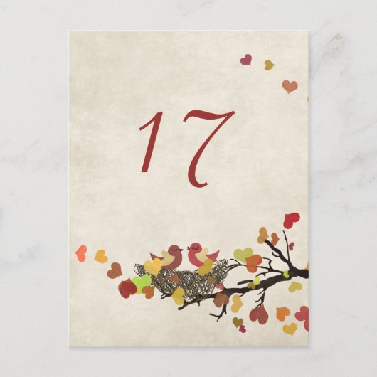 Liebe Nest Wedding Tischnummer Card (Vorderseite)