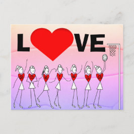 Liebe Netball Positions Strichmännchen und Herz Postkarte