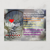 Liebe Netball Thema und Inspiration Zitat Postkarte (Vorderseite)