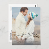 Liebe Neue Datums-Script-Foto Hochzeit verschoben Postkarte (Vorne/Hinten)