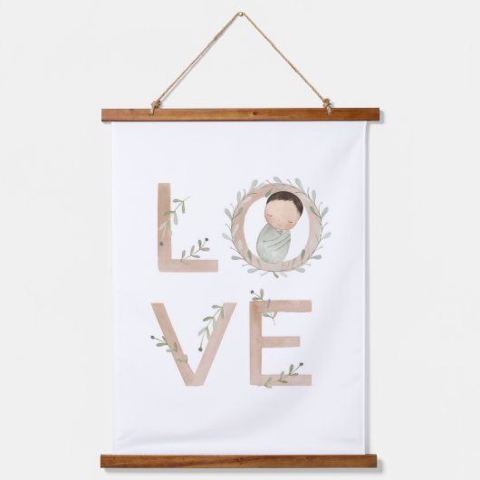 Liebe | Neues Baby Wandteppich Mit Holzrahmen (Vorderseite)