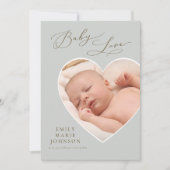 Liebe neutrales Herz Foto Geburtsankündigung Einladung (Vorderseite)