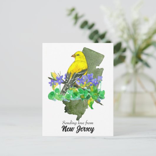Liebe New Jersey Goldfinch Violets senden Postkarte (Stehend Vorderseite)