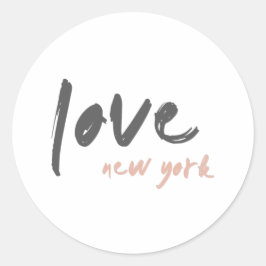 Liebe New York | NYC USA Modern Wanderlust Pink Runder Aufkleber