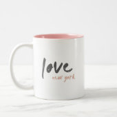 Liebe New York | NYC USA Modern Wanderlust Pink Zweifarbige Tasse (Links)