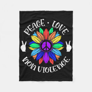 Liebe "Nicht-Gewalt-Frieden" - Sonnenblumen-Grafik Fleecedecke