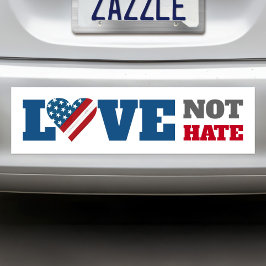 Liebe nicht Hass USA Flag Bold Rustic Heart White Autoaufkleber