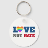Liebe nicht hasst Graphic Bold Heart Rainbow on Wh Schlüsselanhänger (Vorderseite)