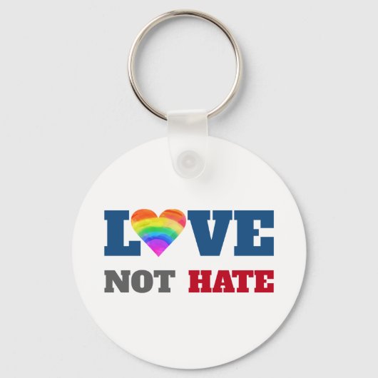 Liebe nicht hasst Graphic Bold Heart Rainbow on Wh Schlüsselanhänger (Rückseite)