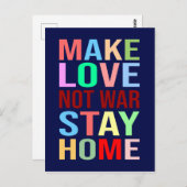 Liebe nicht Krieg Bleibe Zuhause lustig machen Postkarte (Vorne/Hinten)