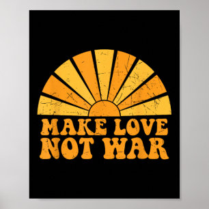 Liebe nicht Krieg Frieden Sonnenschein Groovy Retr Poster