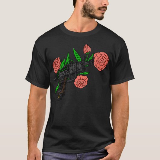 Liebe nicht Krieg. Gun mit Rose. Frieden und Blume T-Shirt (Vorderseite)
