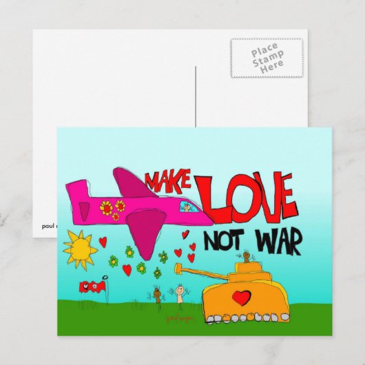 Liebe nicht Krieg machen Postkarte (Vorne/Hinten)