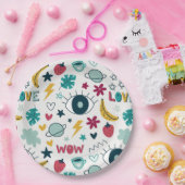 Liebe niedliche Augengestaltung Pappteller (Party)