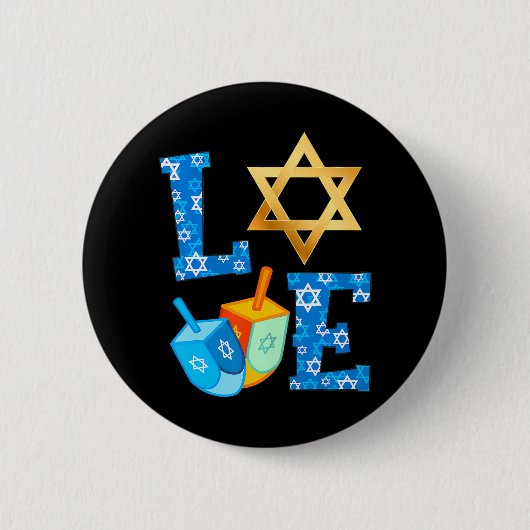 LIEBE Niedliche Hanukka Dekorationen Dreidel Menor Button (Vorderseite)