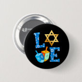 LIEBE Niedliche Hanukka Dekorationen Dreidel Menor Button (Vorne & Hinten)