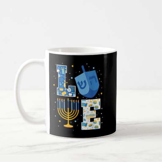 LIEBE Niedliche Hanukka Dekorationen Dreidel Menor Kaffeetasse (Links)