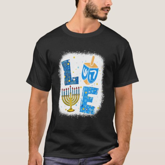LIEBE Niedliche Hanukka Dekorationen Dreidel Menor T-Shirt (Vorderseite)