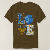 LIEBE Niedliche Hanukka Dekorationen Dreidel Menor T-Shirt (Design vorne)