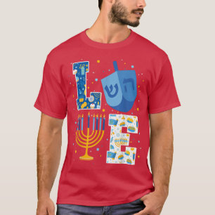 LIEBE Niedliche Hanukka Dekorationen Dreidel Menor T-Shirt