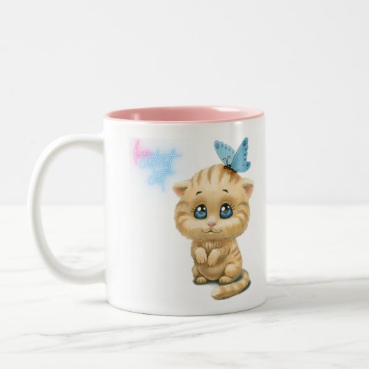 Liebe niedliche Katze Zweifarbige Tasse (Links)
