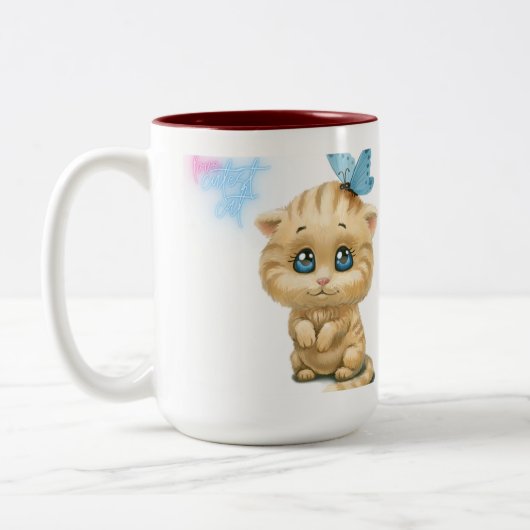 Liebe niedliche Katze Zweifarbige Tasse (Links)