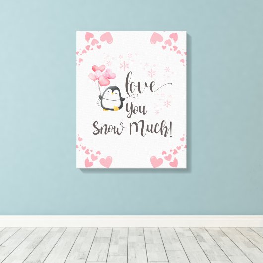 Liebe - Niedliche Kinder Pinguin Personalisiert Leinwanddruck (Insitu (Holzboden))