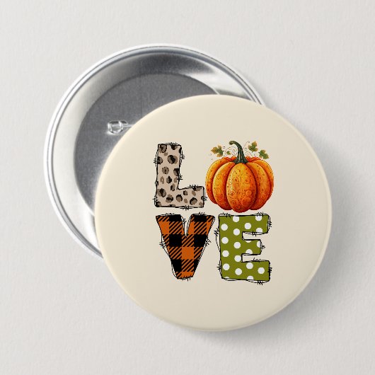 LIEBE - Niedliche Pumpkin & Polka Dot Letters Button (Vorne & Hinten)