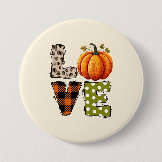 LIEBE - Niedliche Pumpkin & Polka Dot Letters Button (Vorderseite)