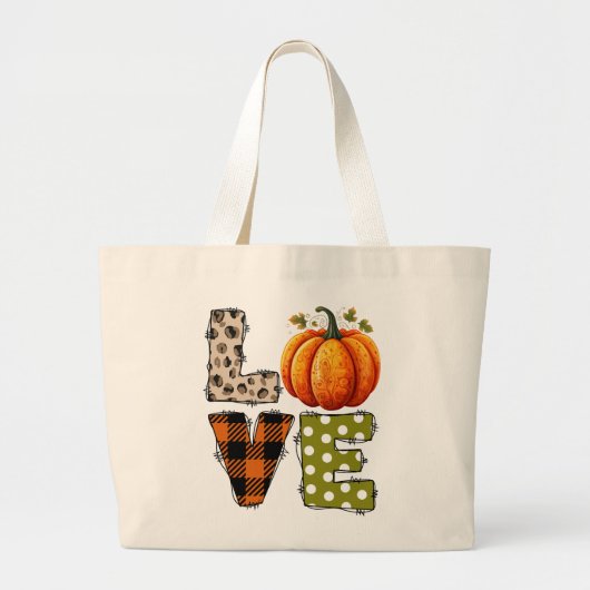 LIEBE - Niedliche Pumpkin & Polka Dot Letters Jumbo Stoffbeutel (Vorne)