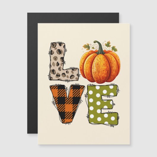 LIEBE - Niedliche Pumpkin & Polka Dot Letters Magnetkarte (Vorne/Hinten)