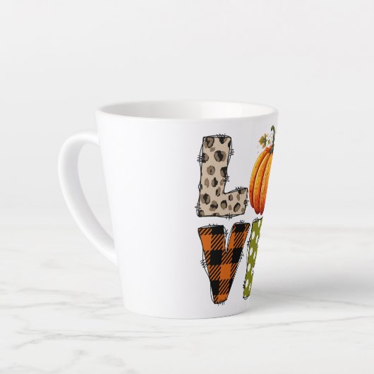 LIEBE - Niedliche Pumpkin & Polka Dot Letters Milchtasse (Linke Ecke)