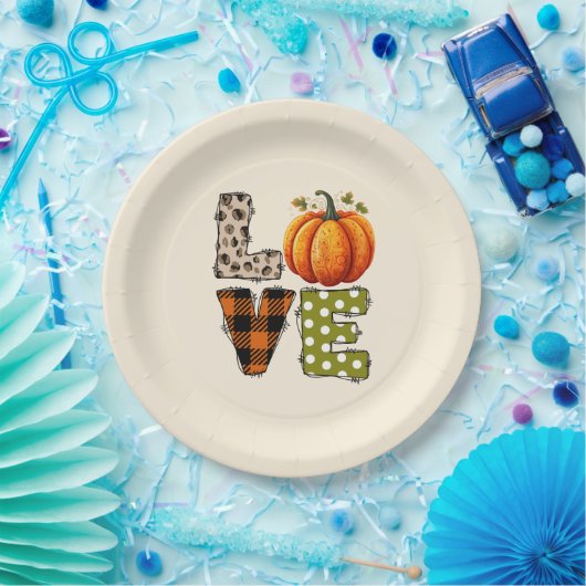 LIEBE - Niedliche Pumpkin & Polka Dot Letters Pappteller (Party)