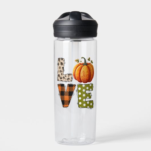 LIEBE - Niedliche Pumpkin & Polka Dot Letters Trinkflasche (Vorderseite)